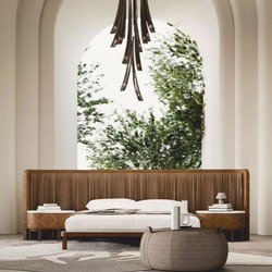 Casa Padrino Luxury Bedside Table Brown / White / Brass 83 cm - Luxury Hotel & Bedroom Furniture