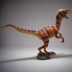 Casa Padrino Escultura Decorativa XXL Velociraptor Marrón / Negro 295 x Al. 150 cm - Figura de Jardín a Tamaño Real