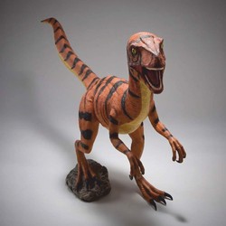 Casa Padrino Escultura Decorativa XXL Velociraptor Marrón / Negro 295 x Al. 150 cm - Figura de Jardín a Tamaño Real