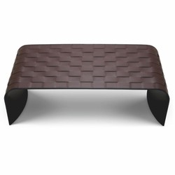 Rechteckiger Luxus Metall Kunstleder Couchtisch Wohnzimmertisch Dunkelbraun