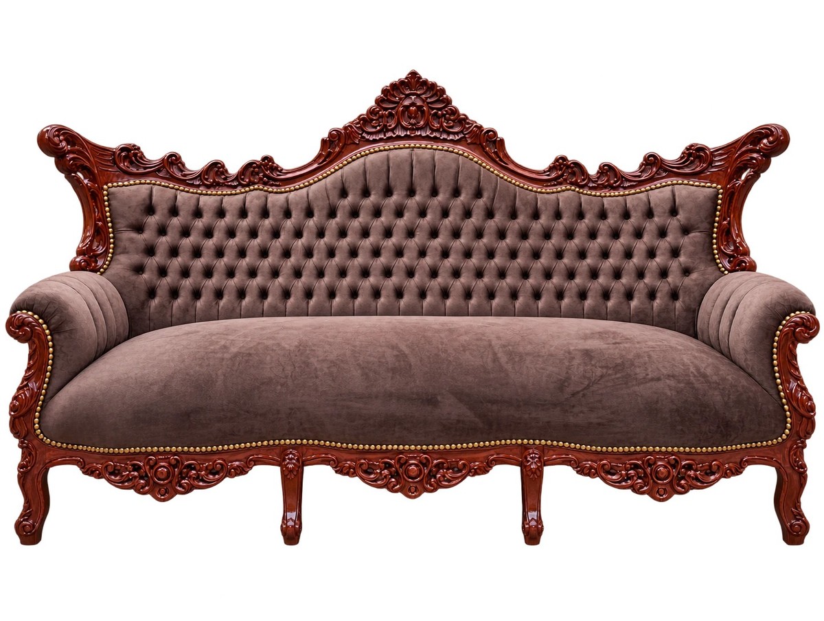 Casa Padrino Barock 3-er Sofa Master im Antik Stil, Massivholz in Braun / Braun, 184 x 125 x 81 cm Casa Padrino Barock 3-er Sofa Master im Antik Stil, Massivholz in Braun / Braun, 184 x 125 x 81 cm