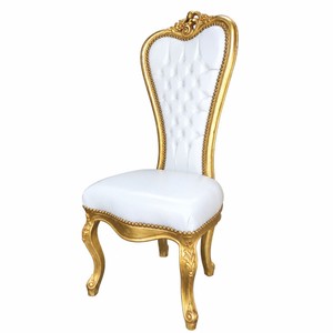Casa Padrino Barock Thron Stuhl mit Kunstleder Weiß / Gold H. 141 cm - Prunkvolle Barock Möbel