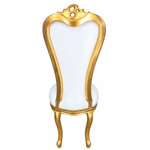 Casa Padrino Barock Thron Stuhl mit Kunstleder Weiß / Gold H. 141 cm - Prunkvolle Barock Möbel