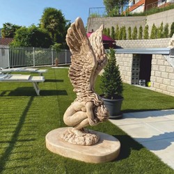 Luxus Barock Garten Deko Skulptur Figur Engel Beige