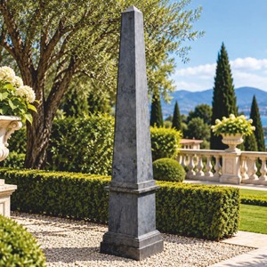 Luxus Garten Terrassen Deko Stein Obelisk Dunkelblau