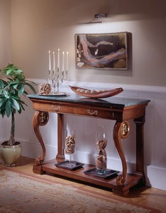 Casa Padrino Console de Luxe Marron 134 x 48 x H. 90 cm - Console en Bois Massif Faite Main avec 2 Tiroirs - Qualité de Luxe