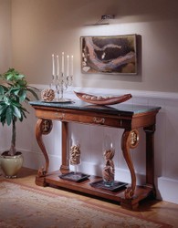 Casa Padrino Console de Luxe Marron 134 x 48 x H. 90 cm - Console en Bois Massif Faite Main avec 2 Tiroirs - Qualité de Luxe