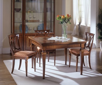 Casa Padrino Luxus Table à Manger Marron 110 x 110 x H. 79 cm - Meuble en Bois Massif Fait Main avec Fonction Extensible - Qualité de Luxe