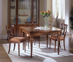 Casa Padrino Luxus Table à Manger Marron 110 x 110 x H. 79 cm - Meuble en Bois Massif Fait Main avec Fonction Extensible - Qualité de Luxe