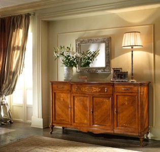 Casa Padrino Luxus Sideboard Braun 204 x 54 x H. 111 cm - Handgefertigtes Massivholz Möbel mit 4 Türen - Luxus Qualität