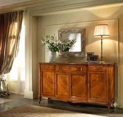 Casa Padrino Luxus Sideboard Braun 204 x 54 x H. 111 cm - Handgefertigtes Massivholz Möbel mit 4 Türen - Luxus Qualität Casa Padrino Luxus Sideboard Braun 204 x 54 x H. 111 cm - Handgefertigtes Massivholz Möbel mit 4 Türen - Luxus Qualität