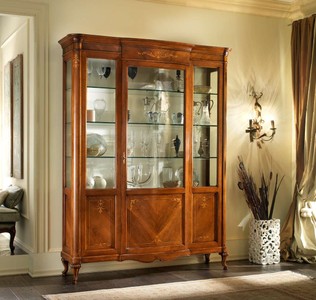 Casa Padrino Luxus Vitrinenschrank Braun 163 x 50 x H. 215 cm - Handgefertigtes Massivholz Möbel - Luxus Qualität