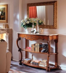 Casa Padrino Luxus Console Table Brown 141 x 51 x H. 107 cm - Handcrafted Solid Wood Furniture with Marble Top - Luxury Quality Casa Padrino Luxus Console Table Brown 141 x 51 x H. 107 cm - Handcrafted Solid Wood Furniture with Marble Top - Luxury Quality