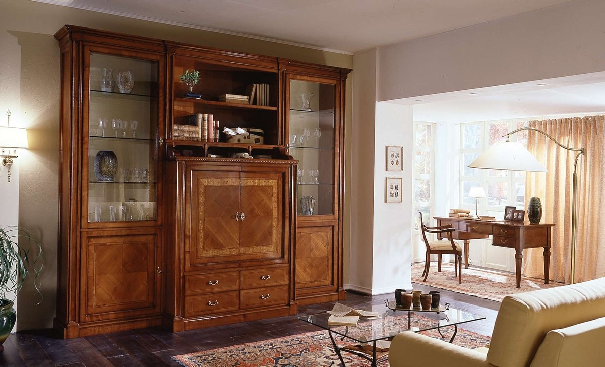 Casa Padrino Luxus Composition Murale Marron 294 x 65 x H. 250 cm - Meuble en Bois Massif Fait Main - Qualité de Luxe Casa Padrino Luxus Composition Murale Marron 294 x 65 x H. 250 cm - Meuble en Bois Massif Fait Main - Qualité de Luxe
