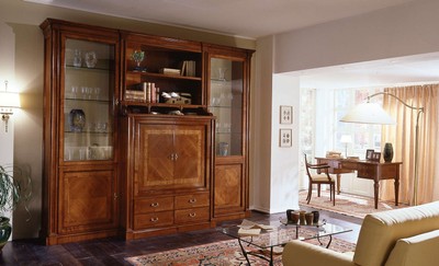 Casa Padrino Luxus Wohnwand Braun 294 x 65 x H. 250 cm - Handgefertigtes Massivholz Möbel - Luxus Qualität