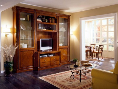 Casa Padrino Luxus Wohnwand Braun 294 x 60 x H. 250 cm - Handgefertigtes Massivholz Möbel - Luxus Qualität
