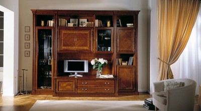 Casa Padrino Luxus Wohnwand Braun 324 x 60 x H. 250 cm - Handgefertigtes Massivholz Möbel - Luxus Qualität