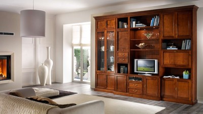Casa Padrino Luxus Wohnwand Braun 355 x 50 x H. 269 cm - Handgefertigtes Massivholz Möbel - Luxus Qualität