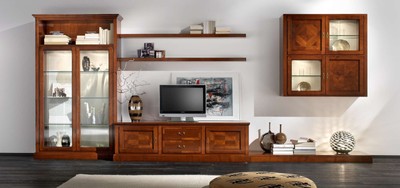 Casa Padrino Luxus Wohnwand Braun 490 x 60 x H. 212 cm - Handgefertigtes Massivholz Möbel - Luxus Qualität