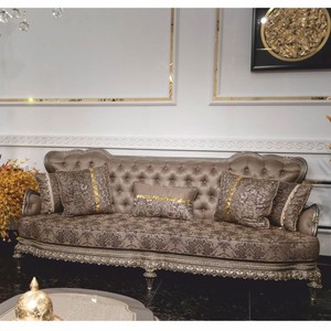 Prunkvolles Luxus Barock Hotel Wohnzimmer Sofa Grau Silber