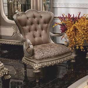 Prunkvoller Luxus Barock Wohnzimmer Hotel Sessel Grau Silber
