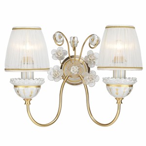 Prunkvolle Luxus Barock Doppel Wandleuchte Weiß Gold