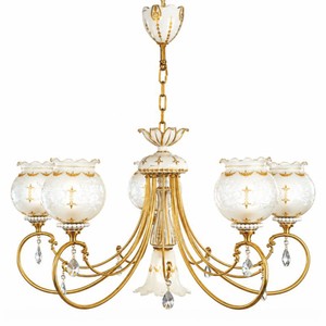 Casa Padrino lámpara de araña barroco de lujo en cristal oro / blanco Ø 88 cm - Hecha en Italia