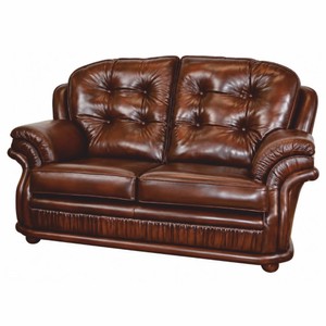 Luxus Chesterfield Leder Echtleder 2er Sofa Dunkelbraun