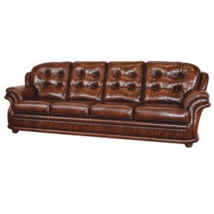 Luxus Chesterfield Leder Echtleder 4er Sofa Dunkelbraun