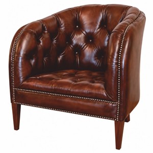Luxus Chesterfield Leder Echtleder Sessel Dunkelbraun