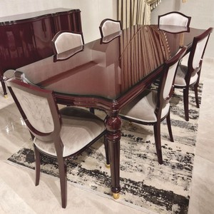 Casa Padrino ensemble de salle à manger baroque de luxe gris / marron rougeâtre / or - 1 table à manger baroque et 6 chaises baroques