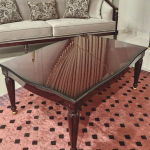 Luxus Barock Massivholz Couchtisch Wohnzimmertisch Rotbraun Gold