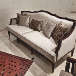 Casa Padrino Luxury Baroque Velvet Sofa Grey / Red Brown / Gold 235 cm - Baroque Style Living Room Furniture