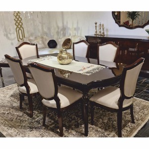 Luxus Barock Esszimmer Set Creme Dunkelbraun