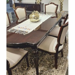 Casa Padrino set da pranzo barocco di lusso crema / marrone scuro - 1 Tavolo da pranzo barocco e 6 Sedie da pranzo barocche
