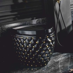 Casa Padrino inodoro de lujo negro brillante / oro 42 x 58 x Al. 39 cm - Accesorio de baño de lujo - Hecho en Italia