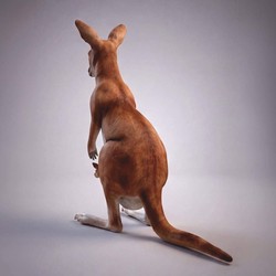 Casa Padrino escultura decorativa canguro marrón / blanco Al. 155 cm - Gran figura de jardín