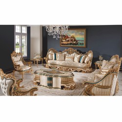 Casa Padrino Luxury Baroque Coffee Table White / Beige / Green / Gold 165 cm - Baroque Living Room Furniture