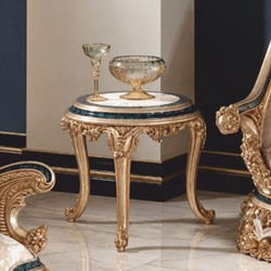 Casa Padrino tavolino barocco di lusso bianco / beige / verde / oro A. 70 cm - Mobili barocchi