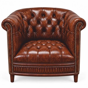 Casa Padrino sillón de cuero Chesterfield de lujo coñac 76 cm - Muebles de cuero genuino