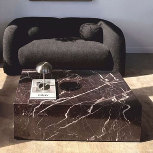 Quadratischer Luxus Marmor Couchtisch Wohnzimmertisch Dunkelrot