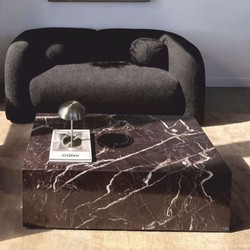 Casa Padrino mesa de centro de mármol rojo oscuro 80 cm - Muebles de salón de lujo
