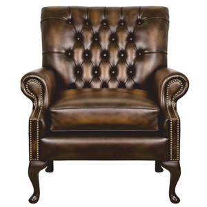 Luxus Chesterfield Leder Echtleder Sessel Antik Braun Dunkelbraun