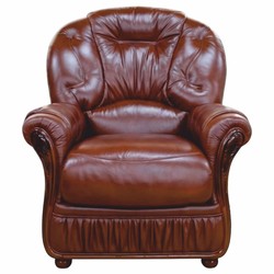 Casa Padrino sillón de lujo de cuero marrón oscuro 85 cm - Mueble de cuero genuino para salón y oficina