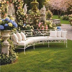 Casa Padrino Luxury Art Nouveau Sofa White 435 cm - Wrought Iron Garden Sofa - Hotel & Garden Furniture
