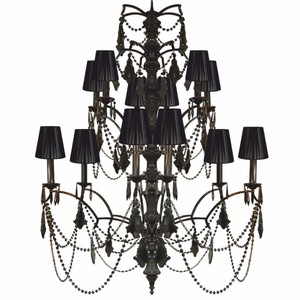 Prunkvoller Luxus Barock Schmiedeeisen Kronleuchter Schwarz