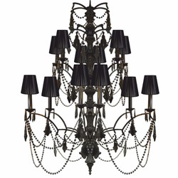 Prunkvoller Luxus Barock Schmiedeeisen Kronleuchter Schwarz