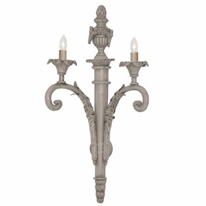 Prunkvolle Luxus Barock Schmiedeeisen Doppel Wandleuchte Grau