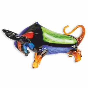 Deko Glasfigur Stier Bunt