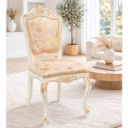 Luxus Barock Esszimmer Stuhl Weiß Gold